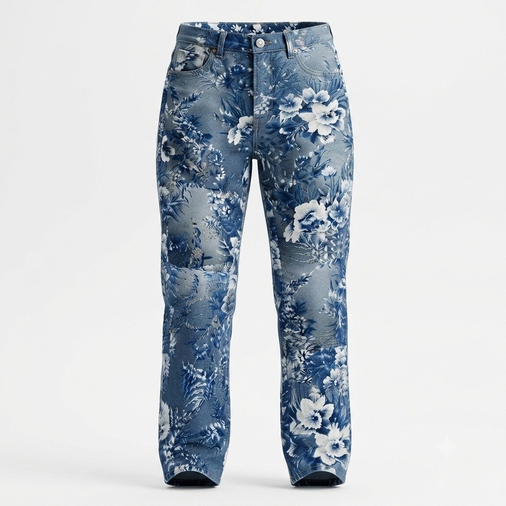 Ralph Lauren Purple Label Floral Jacquard Pants Made in Italy Woman 32 / US 12